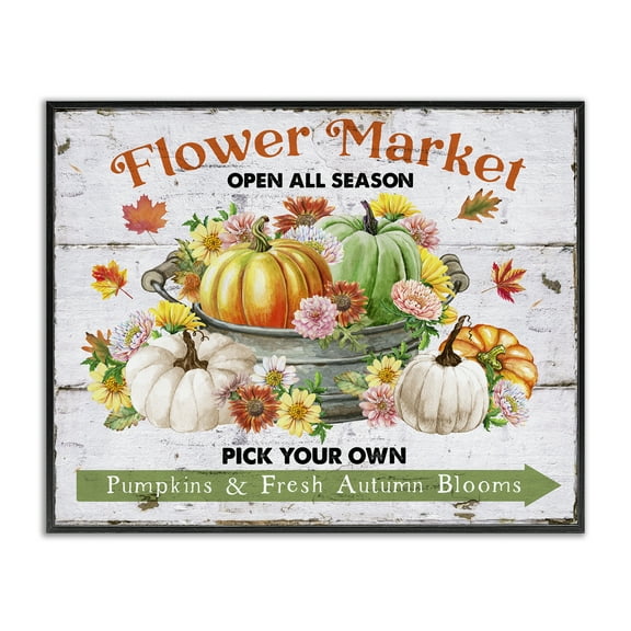 Stupell Industries Pick Your Own Fall Market Plants & Flowers Painting Black Framed Art Print Wall Art, 14 x 11