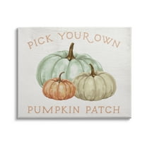 Stupell Industries Pick Your Own Pumpkin Patch Sign Gourd Trio Graphic Art Gallery-Wrapped Canvas Print Wall Art, 40x30, by Daphne Polselli