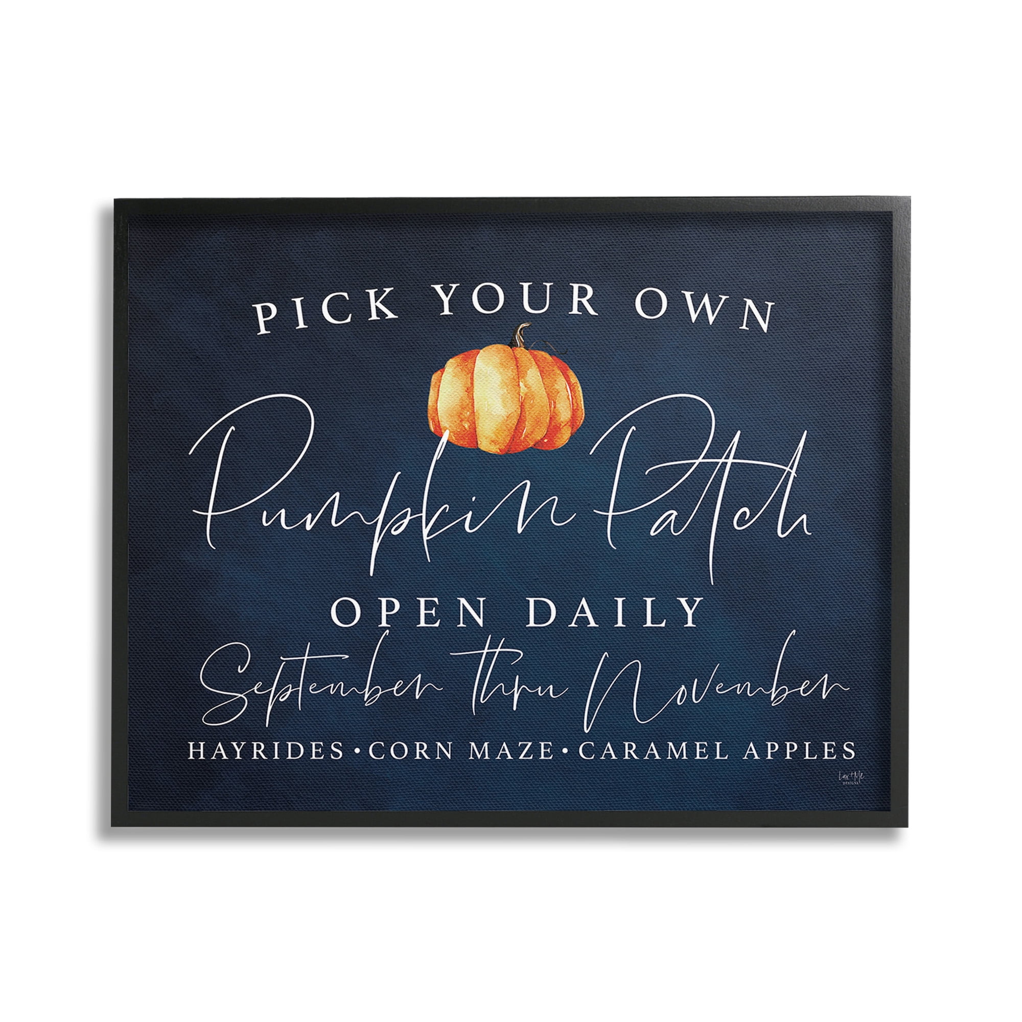 Stupell Industries Pick Your Own Pumpkins Landscape Painting Black Framed Art Print Wall Art, 20 x 16