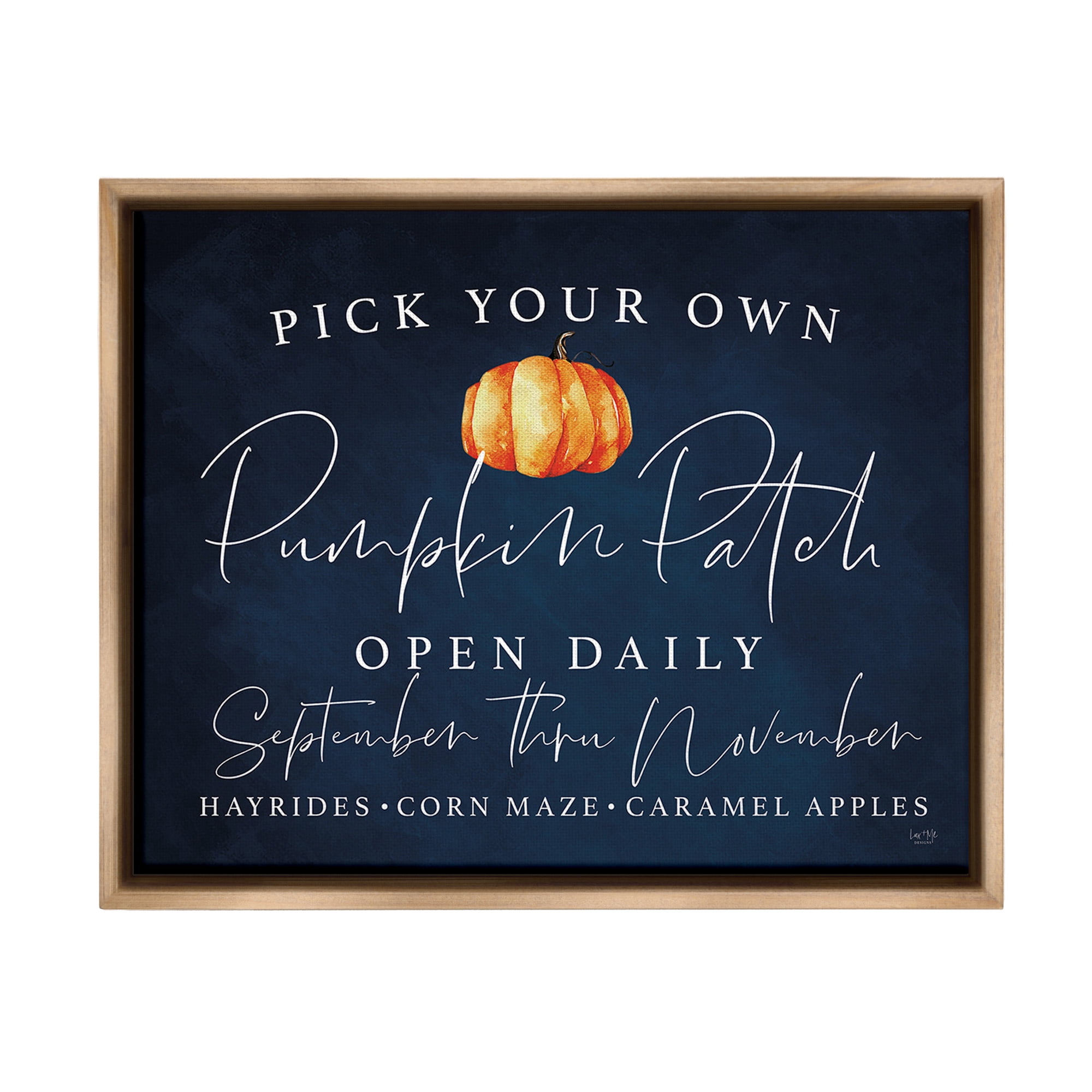 Stupell Industries Pick Your Own Pumpkins Landscape Painting Brown Floater Framed Canvas Art Print Wall Art, 21 x 17