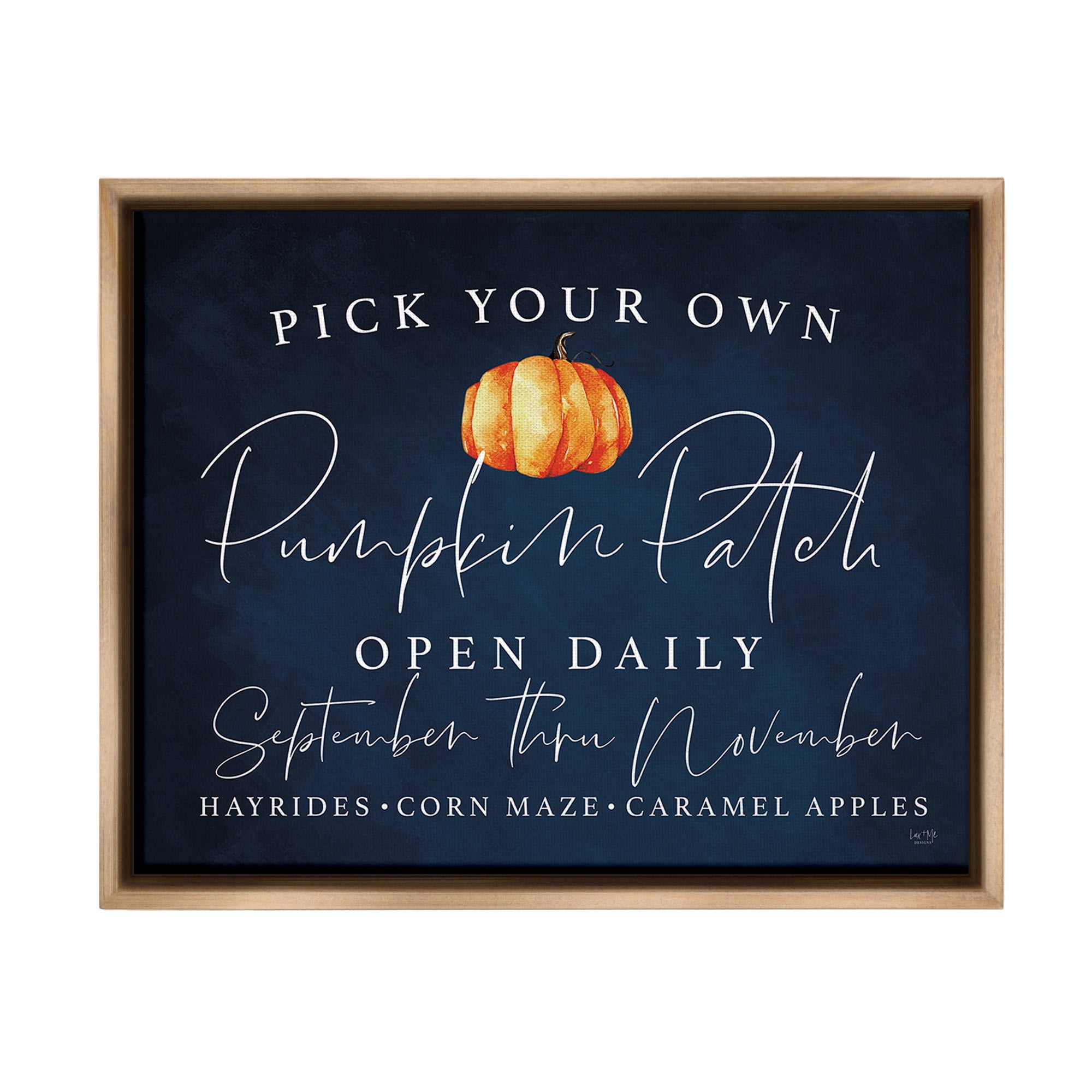 Stupell Industries Pick Your Own Pumpkins Landscape Painting Brown Floater Framed Canvas Art Print Wall Art, 31 x 25