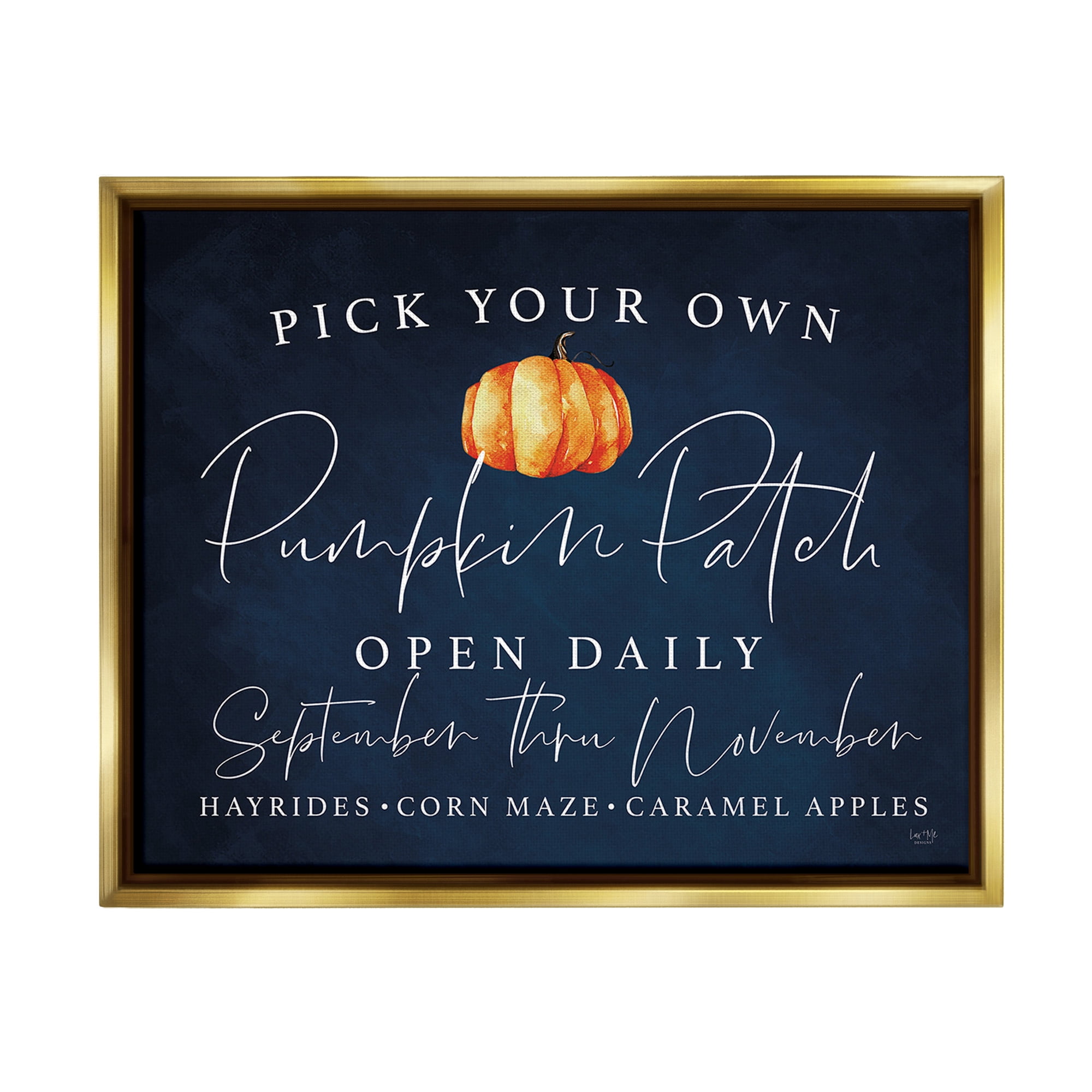Stupell Industries Pick Your Own Pumpkins Landscape Painting Gold Floater Framed Canvas Art Print Wall Art, 31 x 25