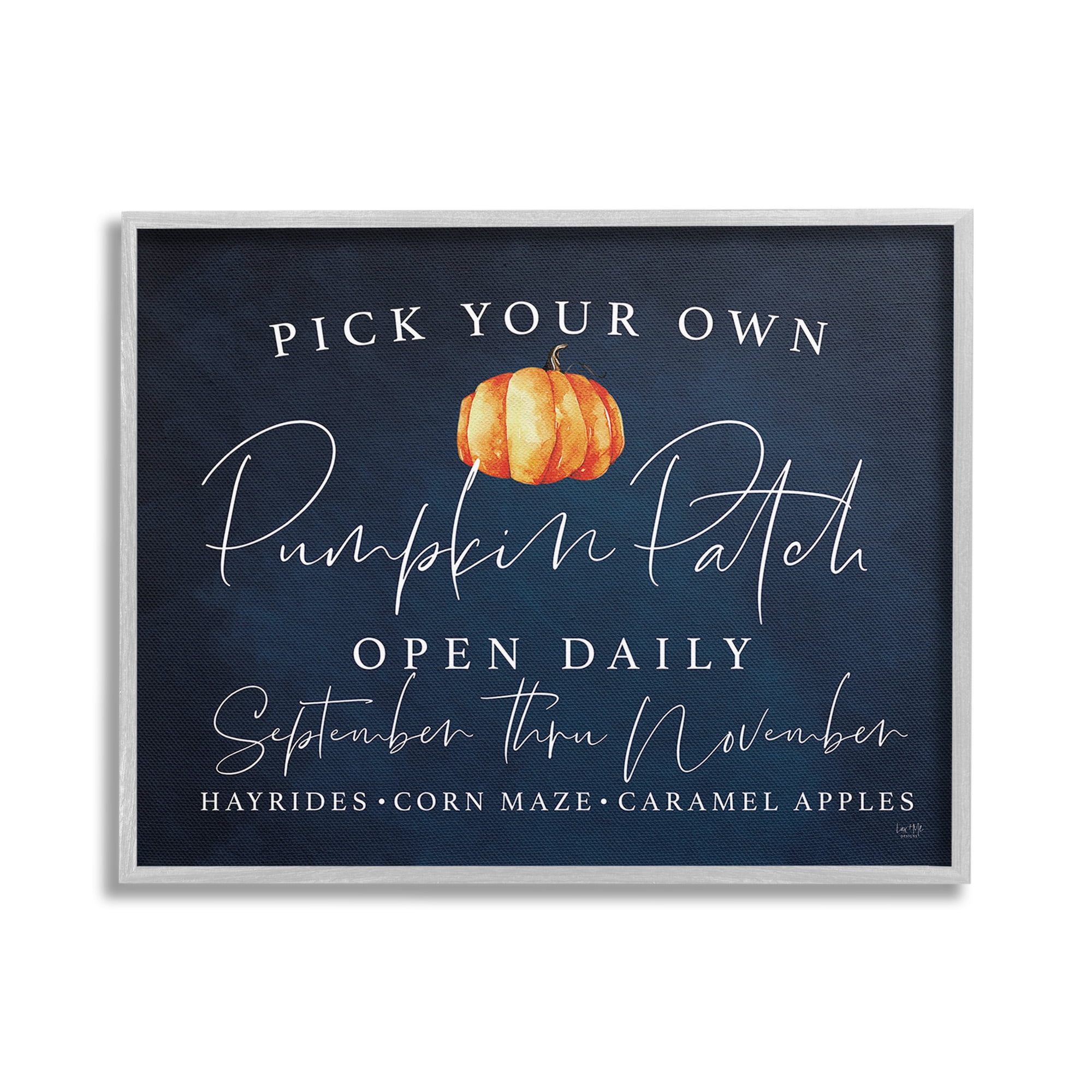 Stupell Industries Pick Your Own Pumpkins Landscape Painting Gray Framed Art Print Wall Art, 30 x 24