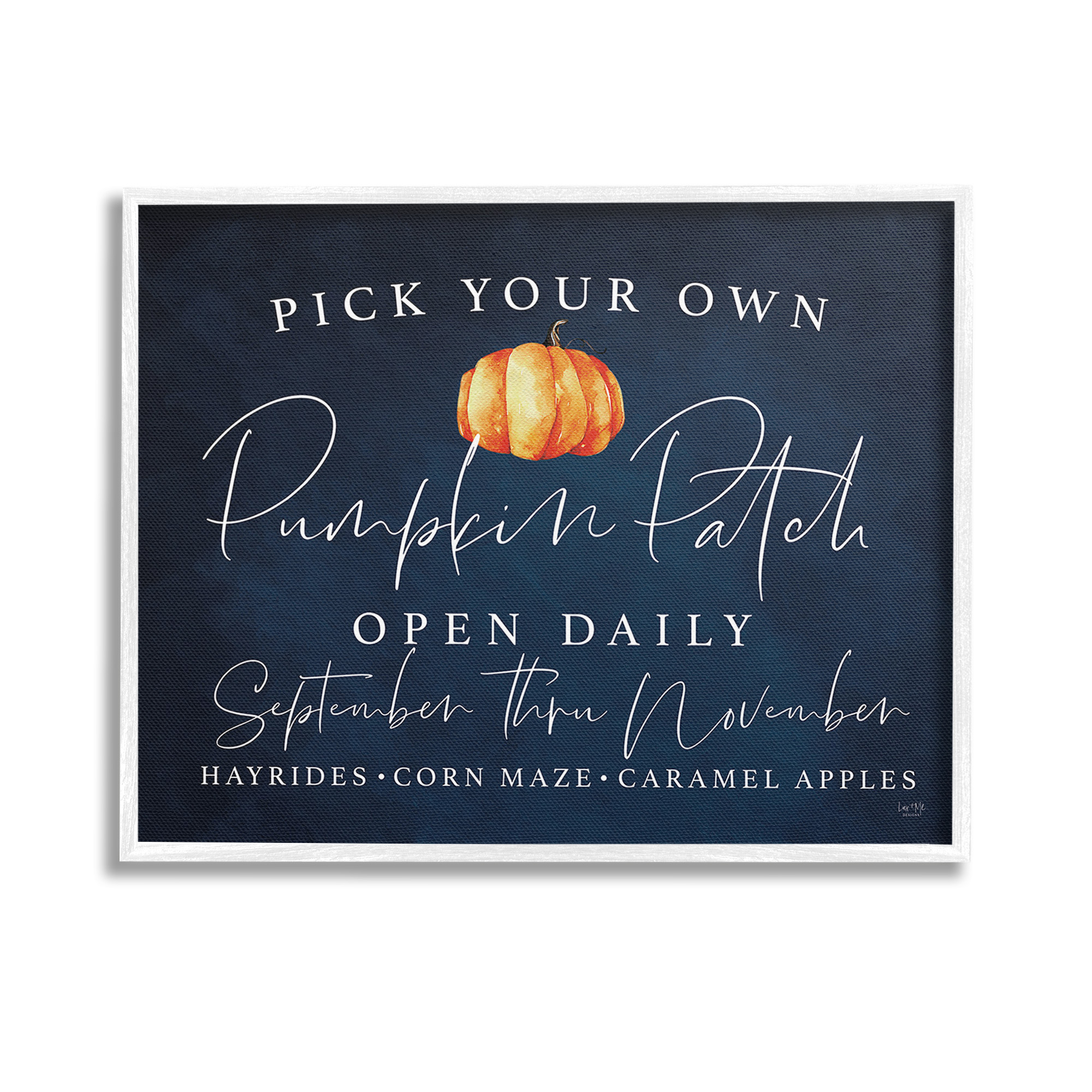 Stupell Industries Pick Your Own Pumpkins Landscape Painting White Framed Art Print Wall Art, 14 x 11