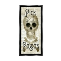 Stupell Industries Pick Your Poison Skull Holiday Painting Black Floater Framed Canvas Art Print Wall Art, 11 x 25