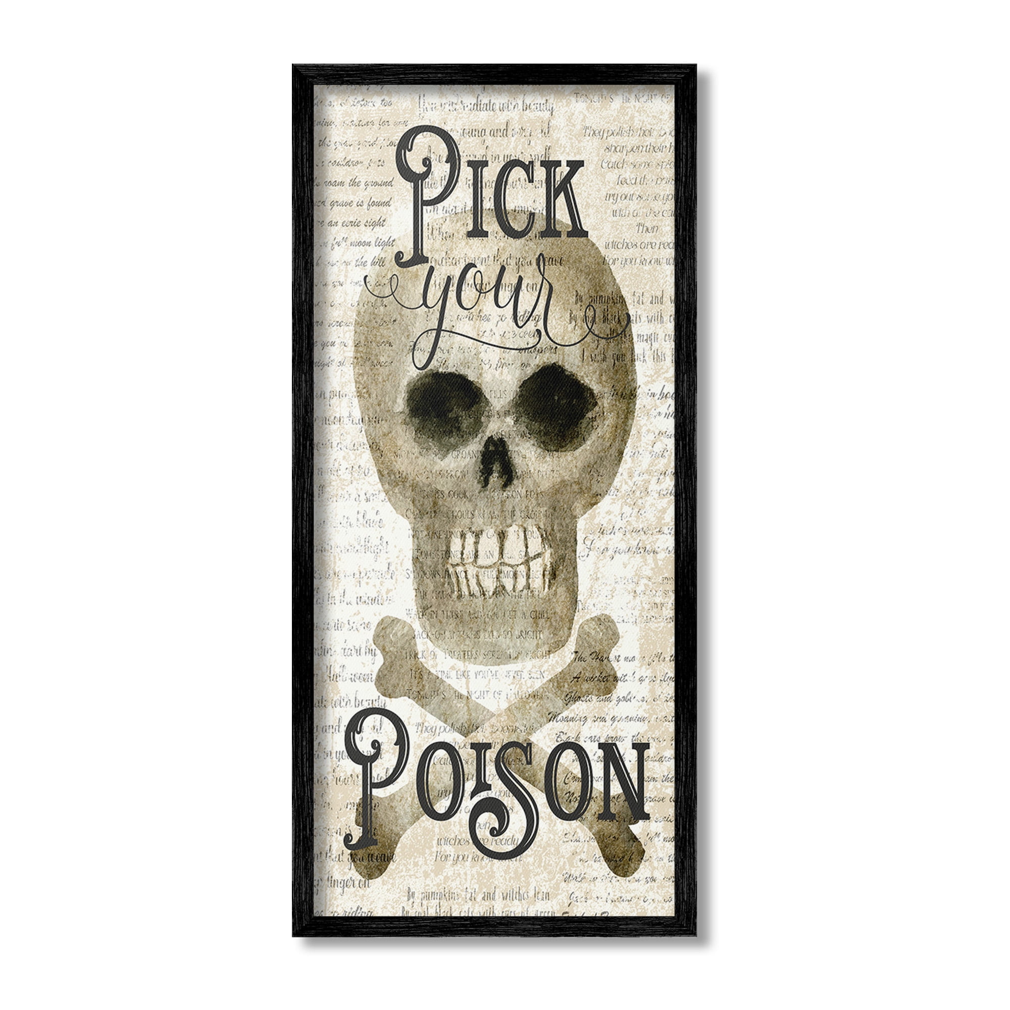 Stupell Industries Pick Your Poison Skull Holiday Painting Black Framed Art Print Wall Art, 10 x 24