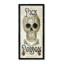 Stupell Industries Pick Your Poison Skull Holiday Painting Black Framed Art Print Wall Art, 10 x 24