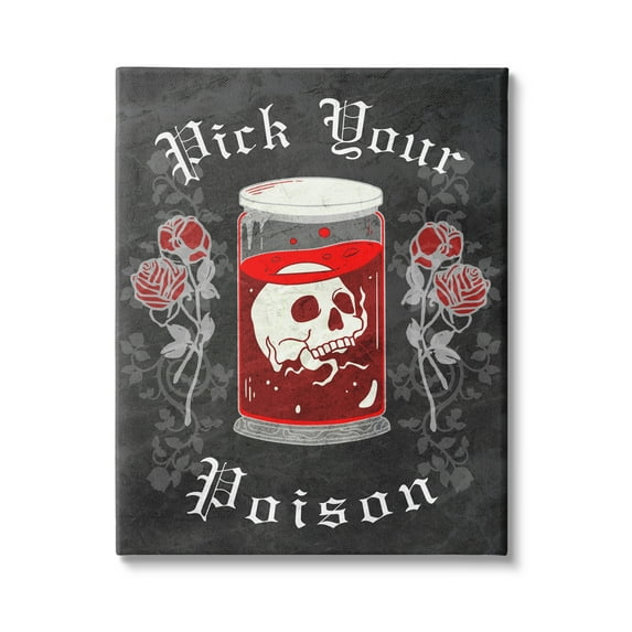 Stupell Industries Pick Your Poison Skull Holiday Painting Gallery Wrapped Canvas Print Wall Art, 36 x 48