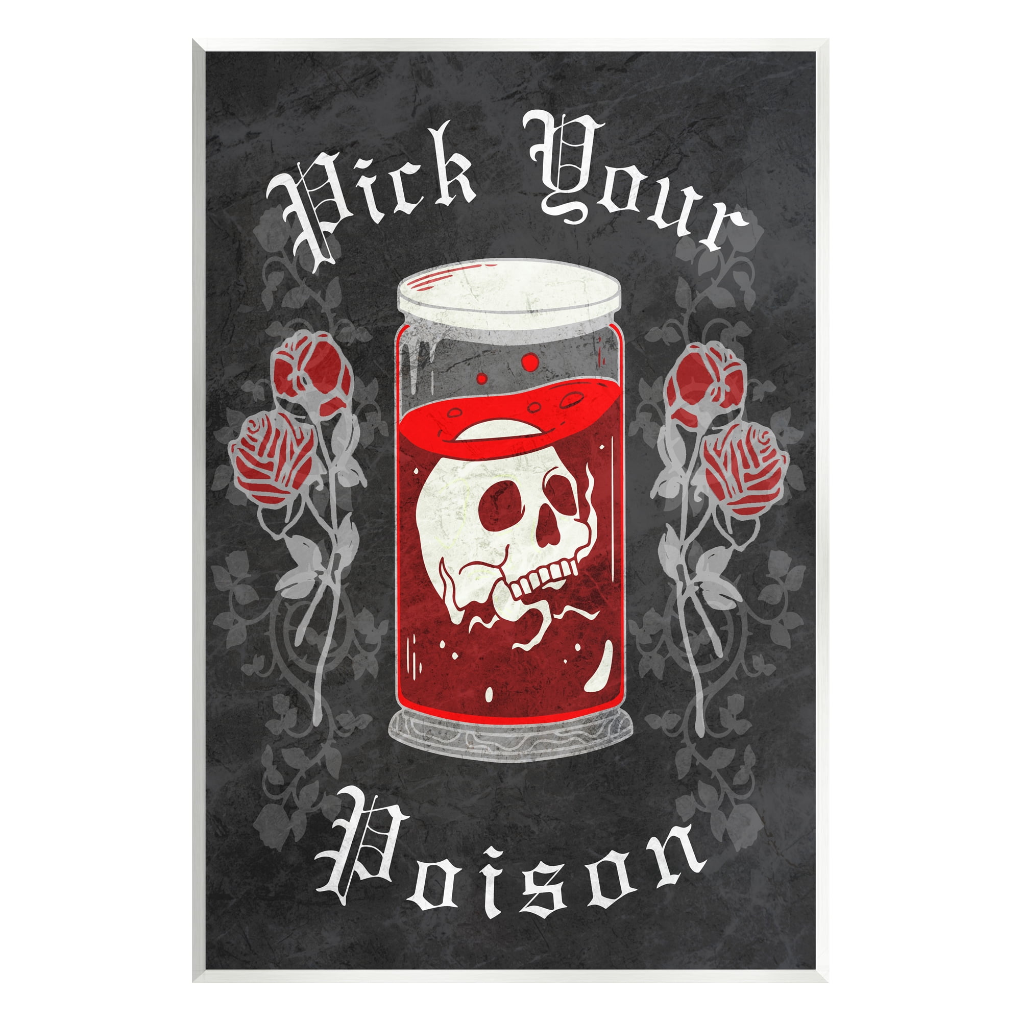 Stupell Industries Pick Your Poison Skull Holiday Painting Unframed Art Print Wall Art, 13 x 19