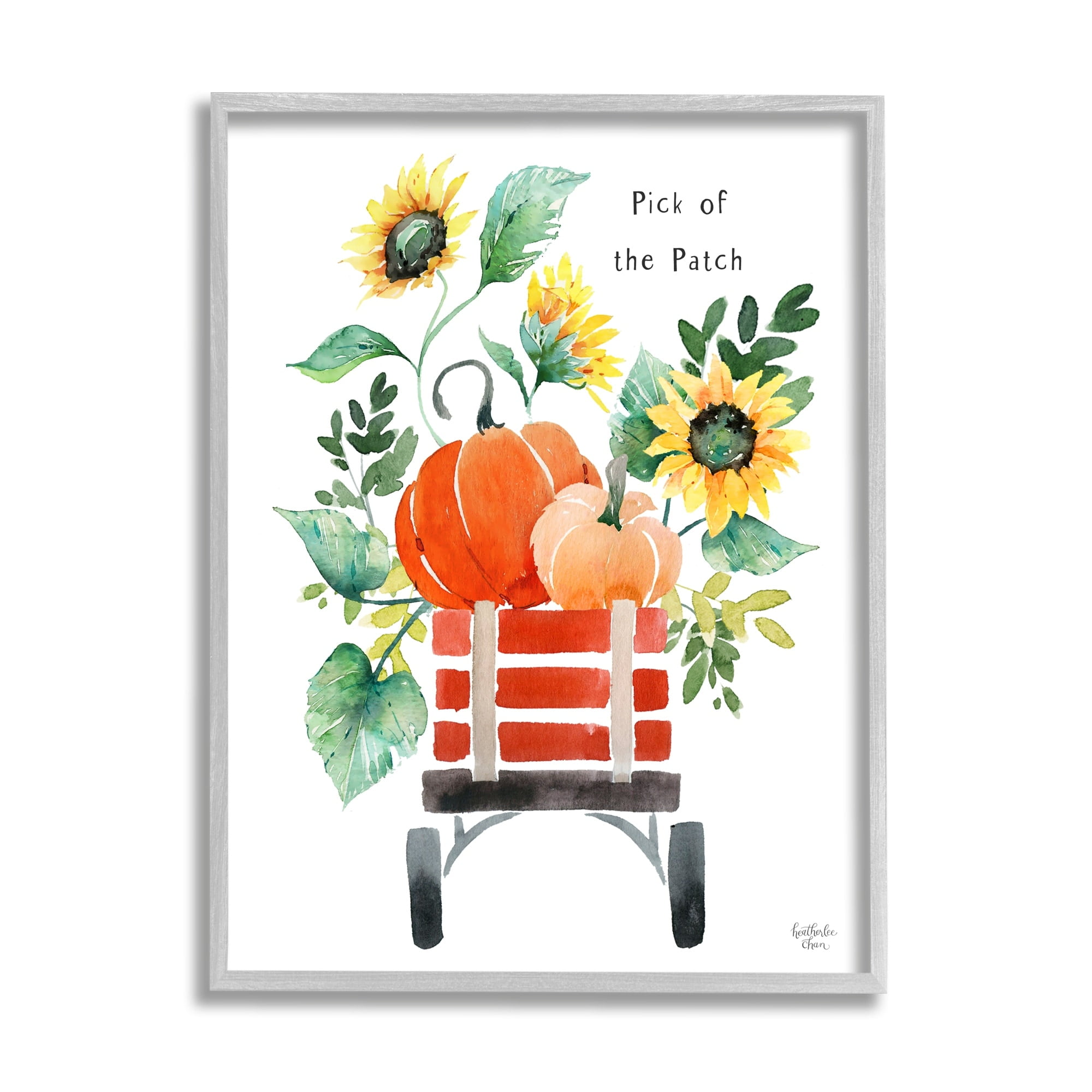 Stupell Industries Pick of the Patch Seasonal Autumn Plants Sunflowers Graphic Art Gray Framed Art Print Wall Art, Design by Heatherlee Chan