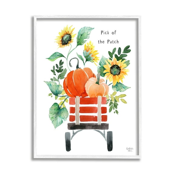 Stupell Industries Pick of the Patch Seasonal Autumn Plants Sunflowers Graphic Art White Framed Art Print Wall Art, Design by Heatherlee Chan