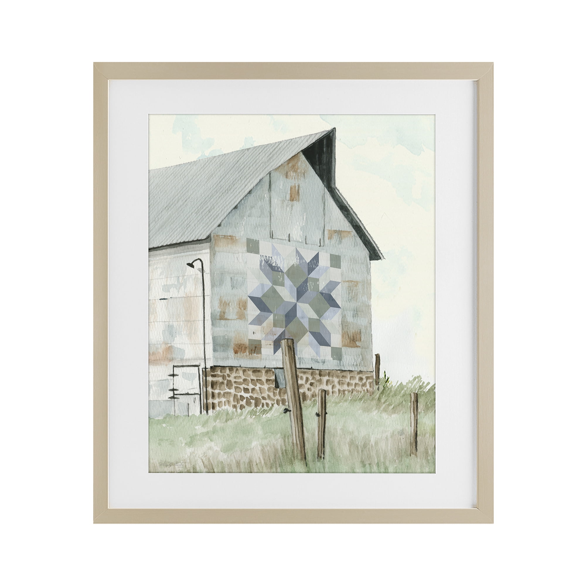 Stupell Industries Pickel's Barn Quilt Birch Framed Print Under Glass, design by Cindy Jacobs