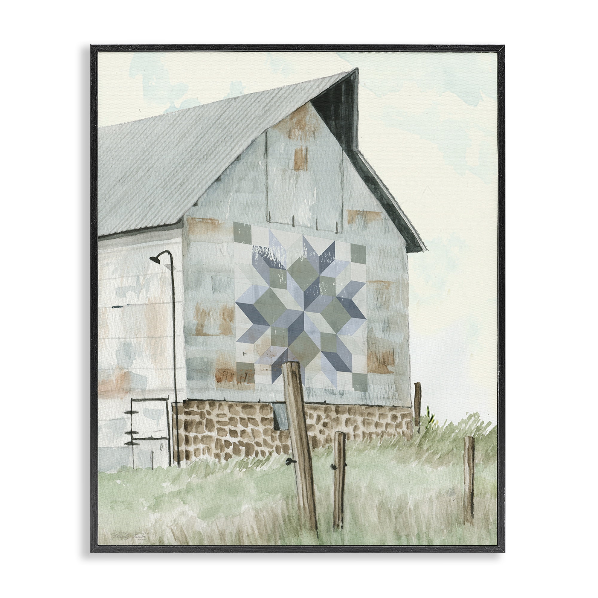 Stupell Industries Pickel's Barn Quilt Black Framed Giclee Art, design by Cindy Jacobs