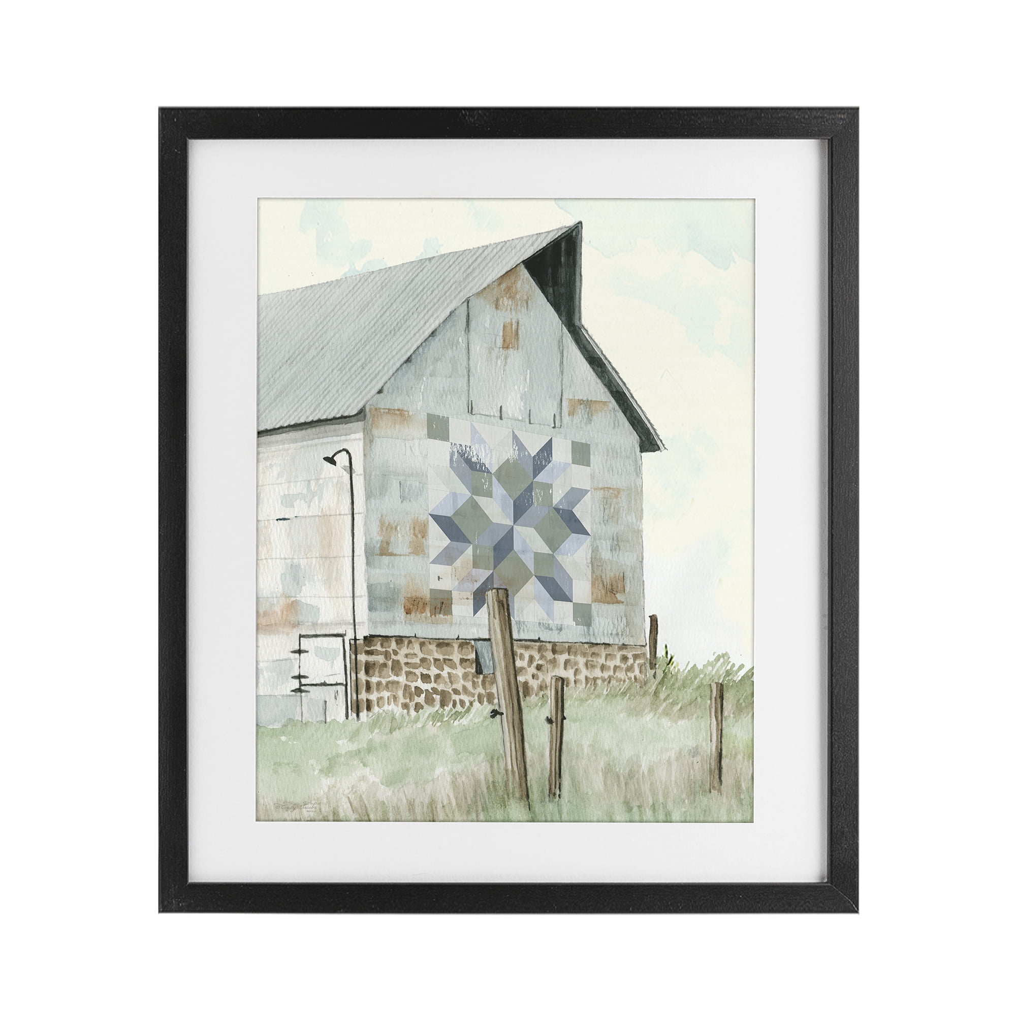 Stupell Industries Pickel's Barn Quilt Black Framed Print Under Glass, design by Cindy Jacobs