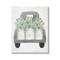 Stupell Industries Pickup Truck with Greenery Botanical & Floral Painting Gallery Wrapped Canvas Art Print Wall Art, 16 x 20