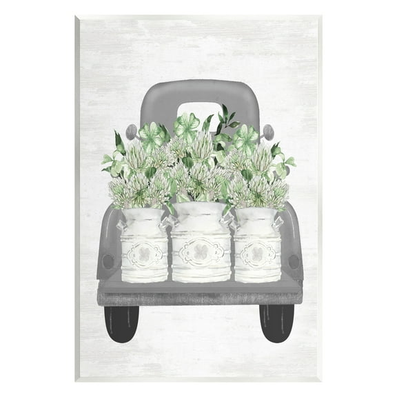 Stupell Industries Pickup Truck with Greenery Botanical & Floral Painting Unframed Art Print Wall Art, 10 x 15