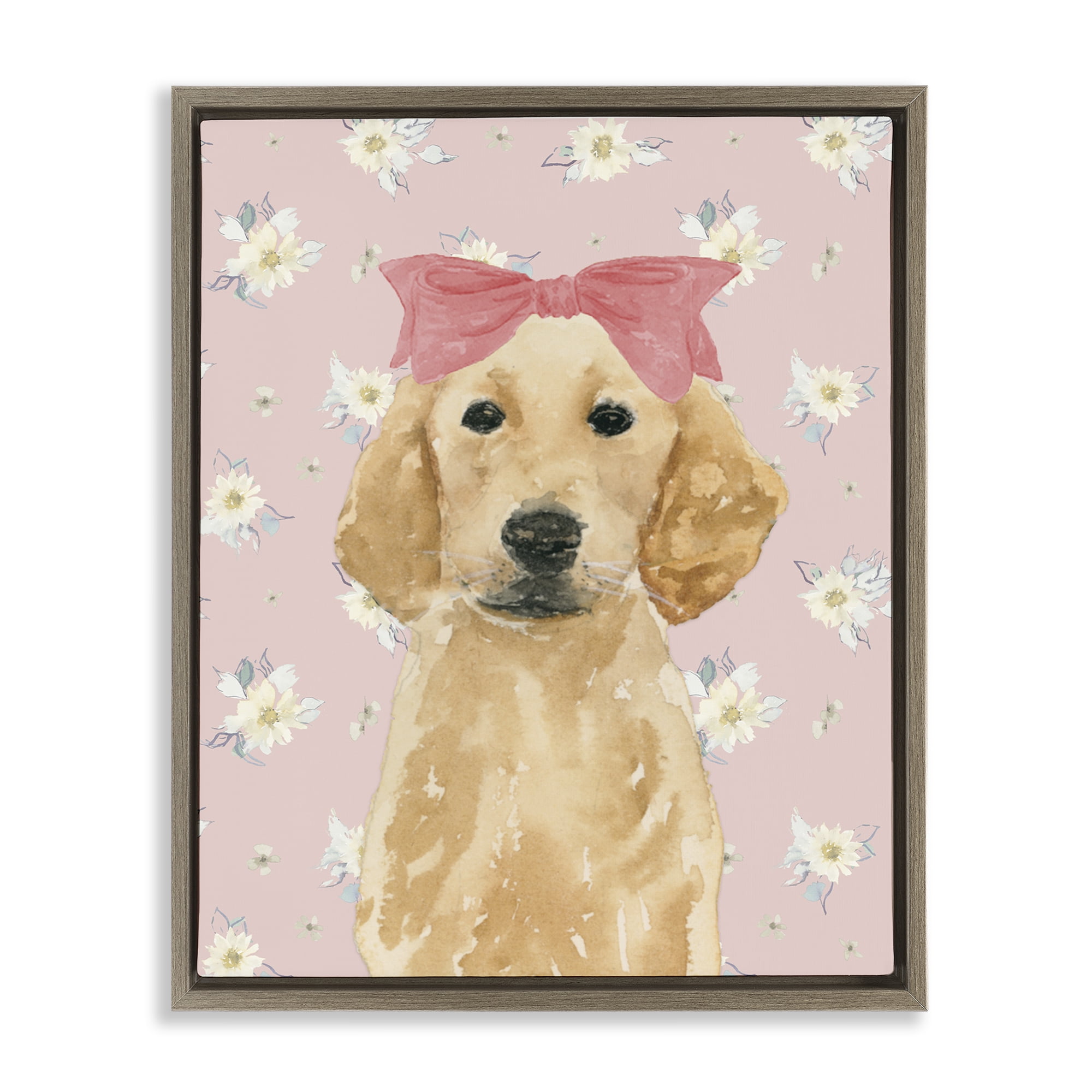 Stupell Industries Picture Ready Retriever Brown Framed Floater Canvas Wall Art, design by Lucille Price