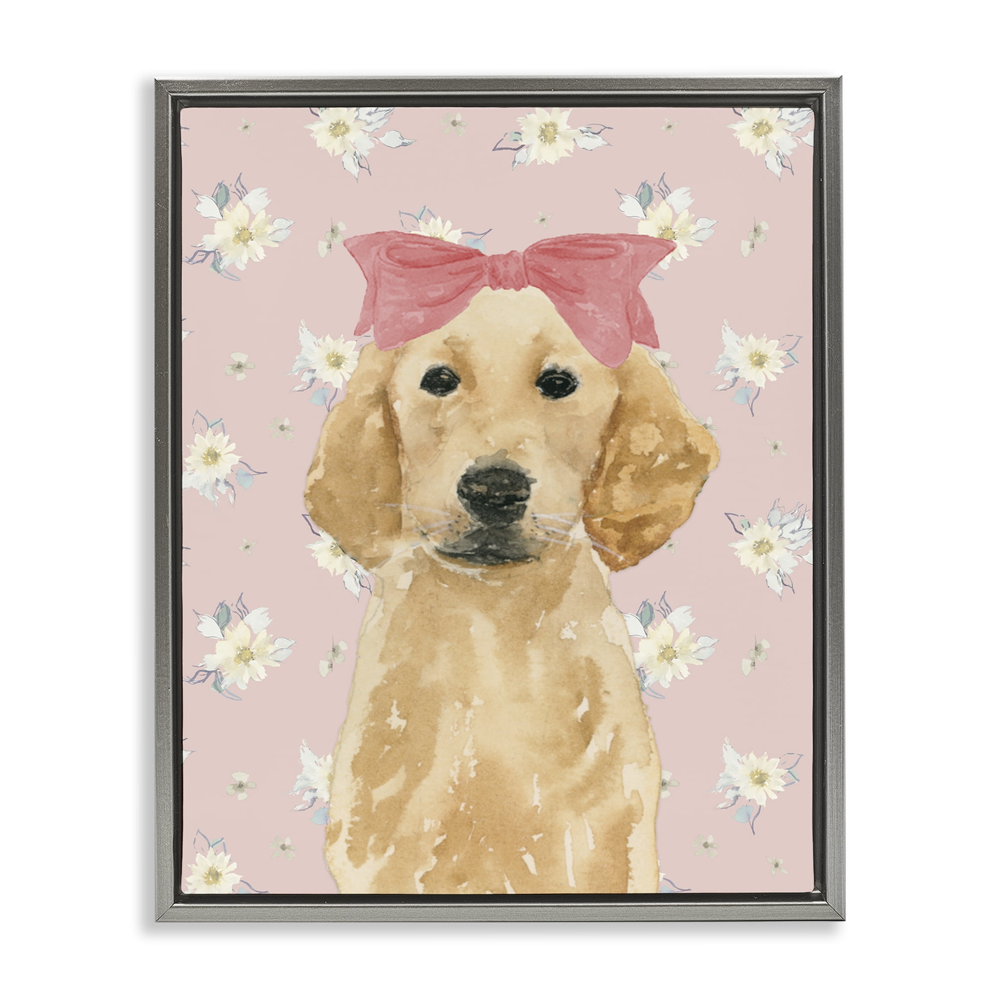 Stupell Industries Picture Ready Retriever Gray Framed Floater Canvas Wall Art, design by Lucille Price