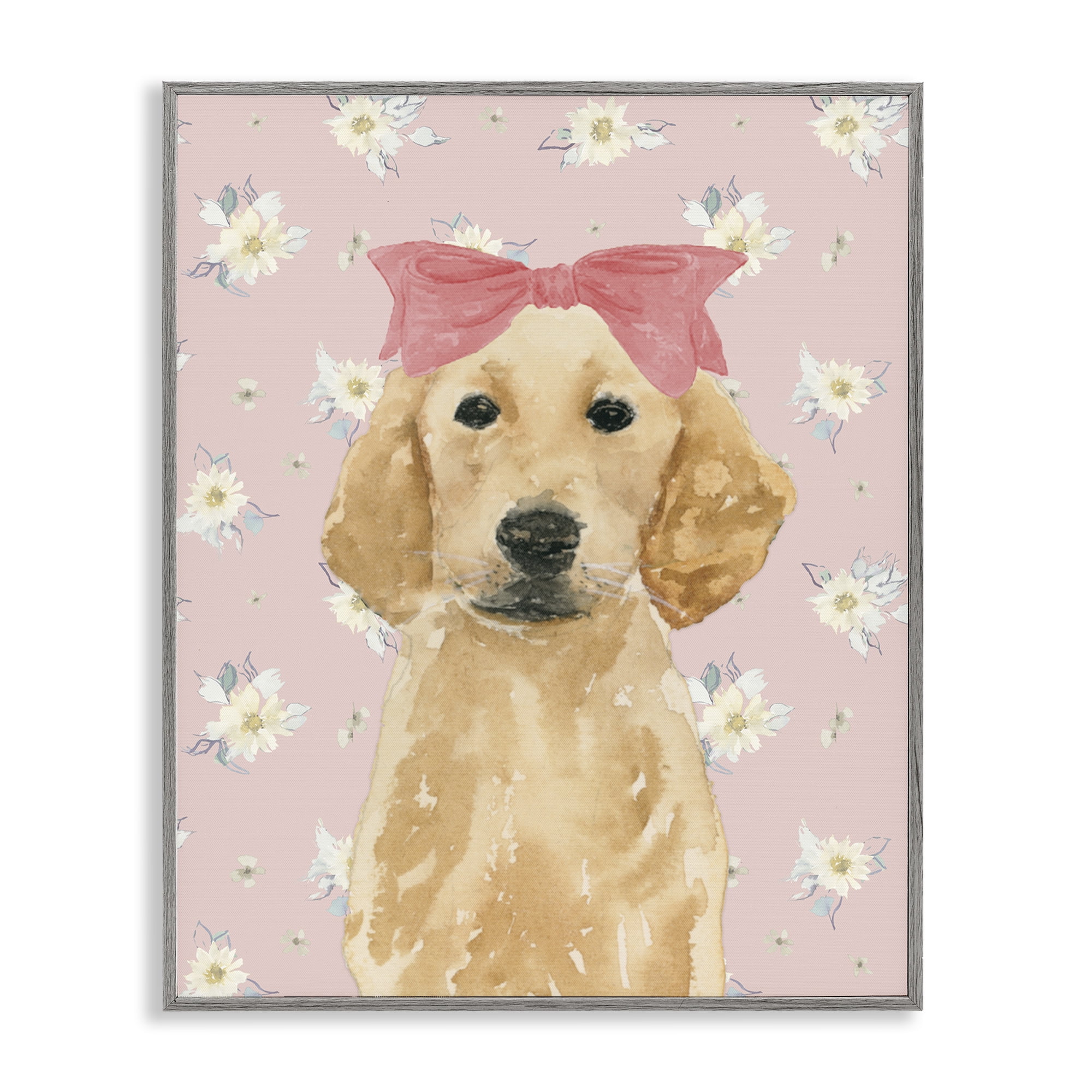 Stupell Industries Picture Ready Retriever Gray Framed Giclee Art, design by Lucille Price
