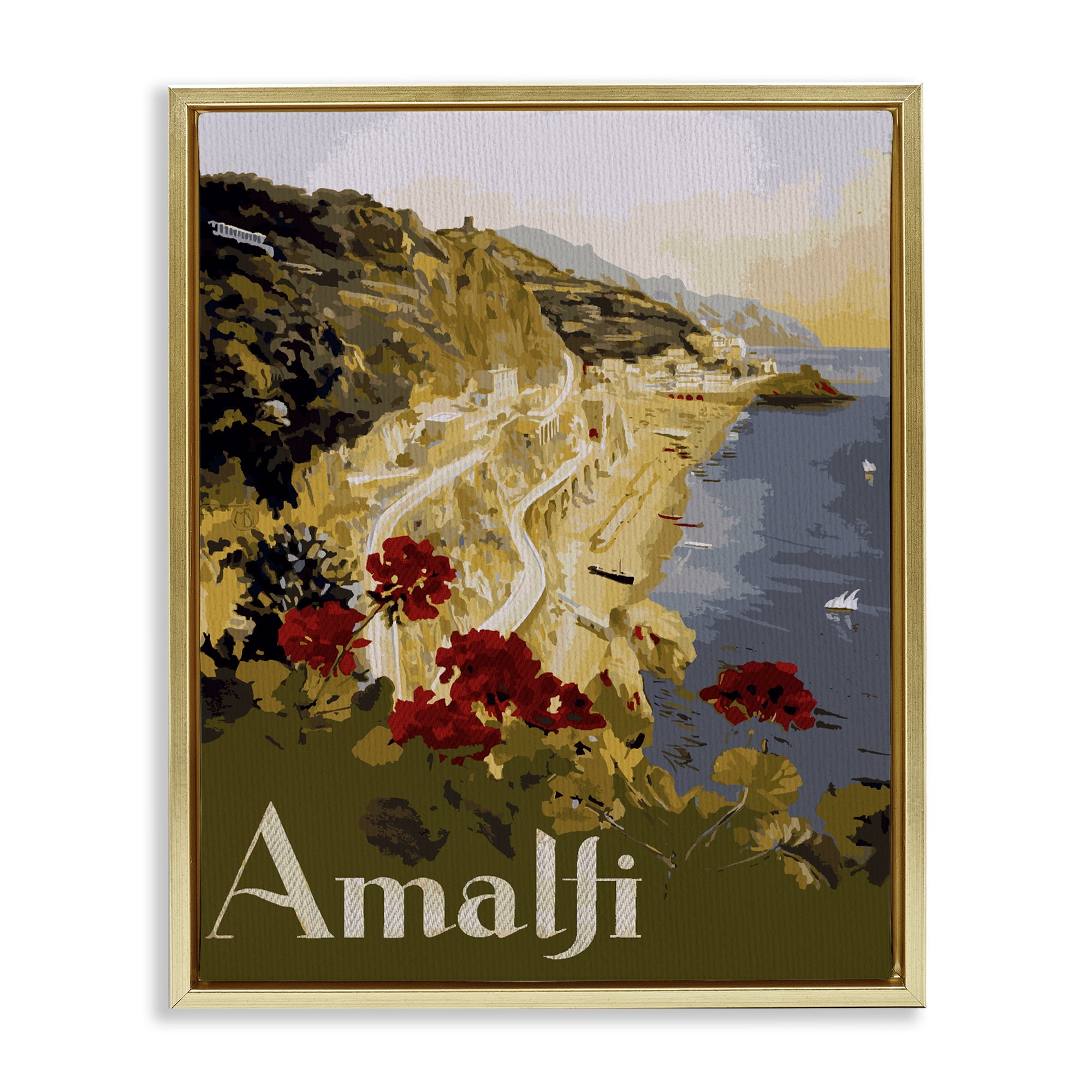 Stupell Industries Picturesque Amalfi Coast Gold Framed Floater Canvas Wall Art, design by Lil' Rue
