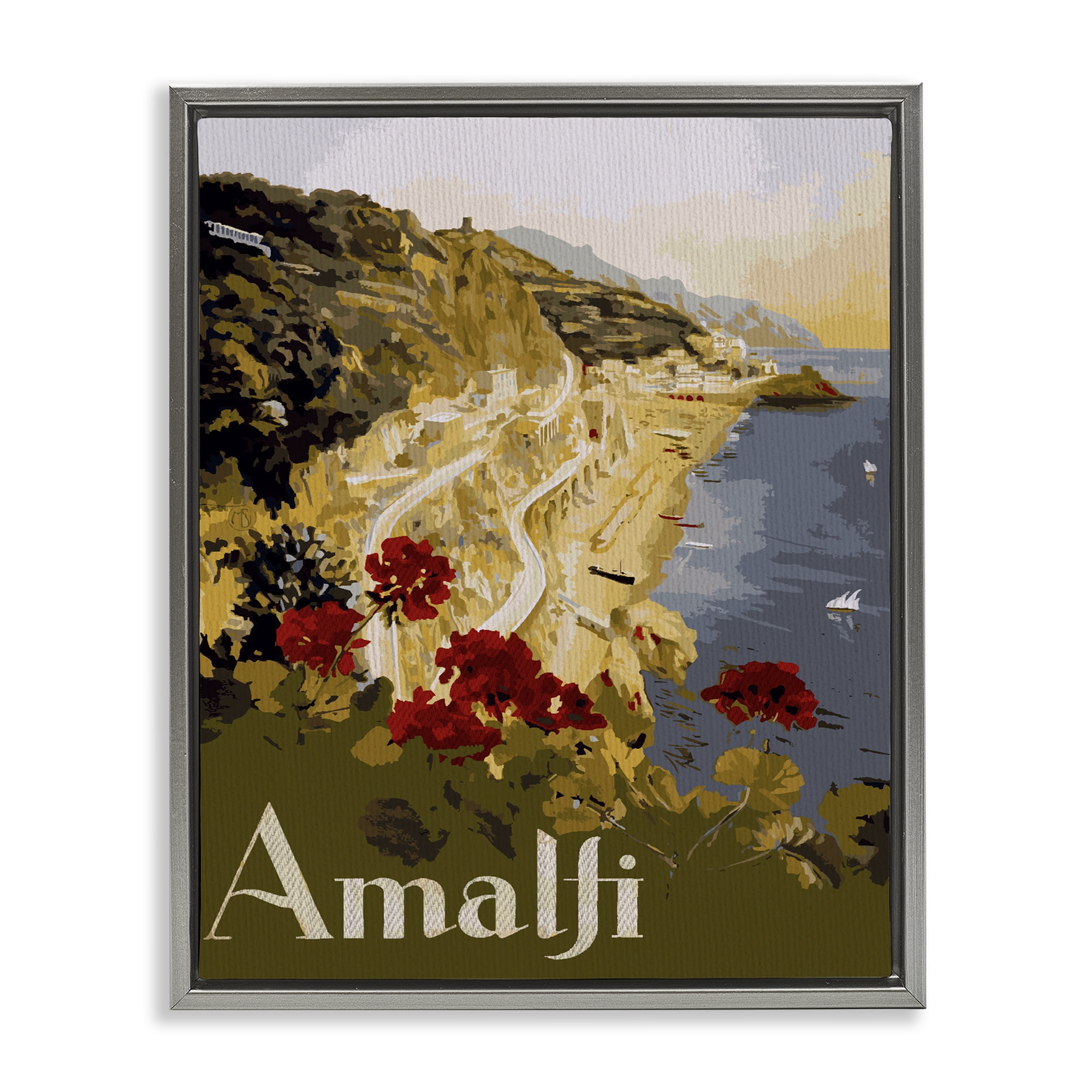Stupell Industries Picturesque Amalfi Coast Gray Framed Floater Canvas Wall Art, design by Lil' Rue