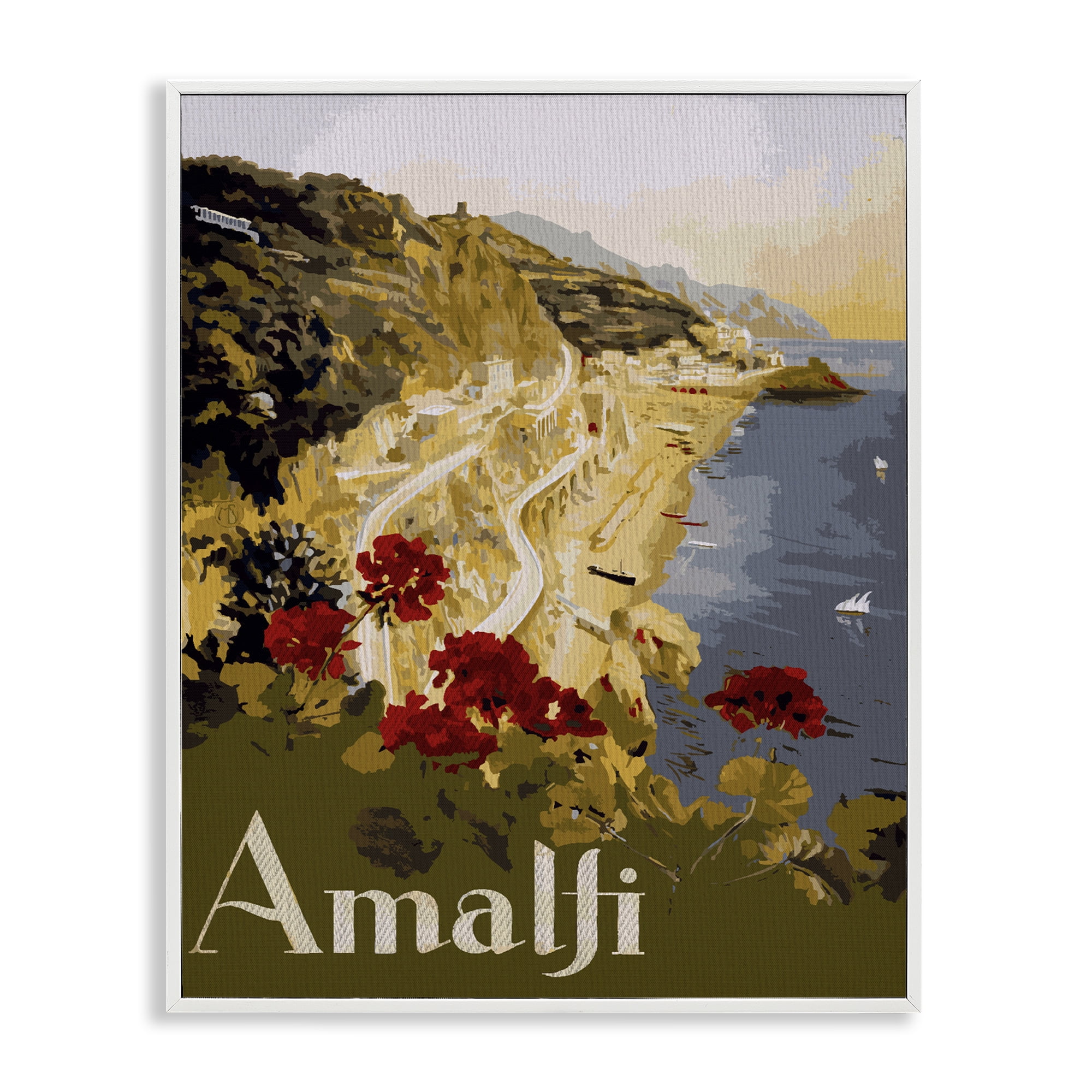Stupell Industries Picturesque Amalfi Coast White Framed Giclee Art, design by Lil' Rue