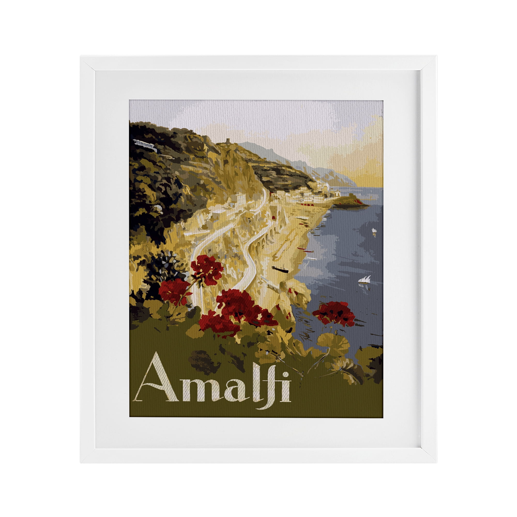 Stupell Industries Picturesque Amalfi Coast White Framed Print Under Glass, design by Lil' Rue