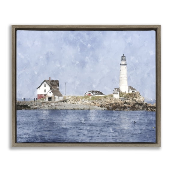 Stupell Industries Picturesque Lighthouse Island Brown Framed Floater Canvas Wall Art, design by Kim Curinga
