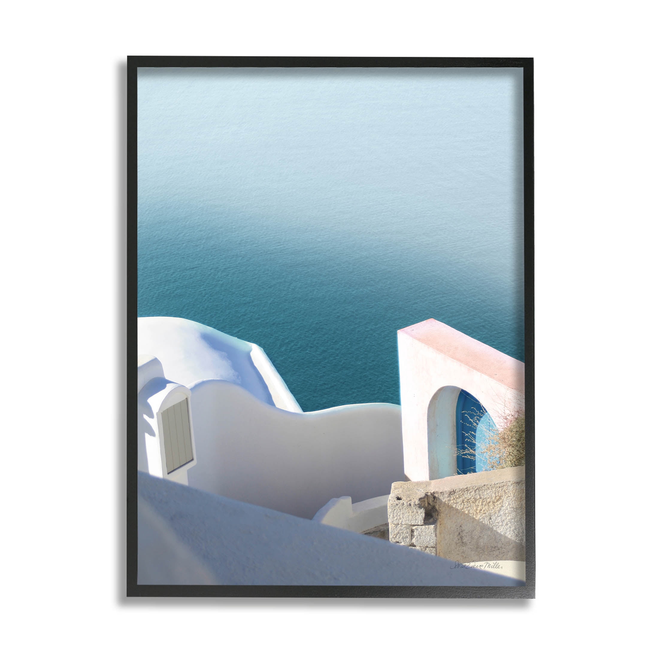 Stupell Industries Picturesque Santorini Coastal Building Photograph Black Framed Art Print Wall Art, Design by Sara Zieve Miller