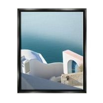 Stupell Industries Picturesque Santorini Coastal Building Photograph Jet Black Floating Framed Canvas Print Wall Art, Design by Sara Zieve Miller