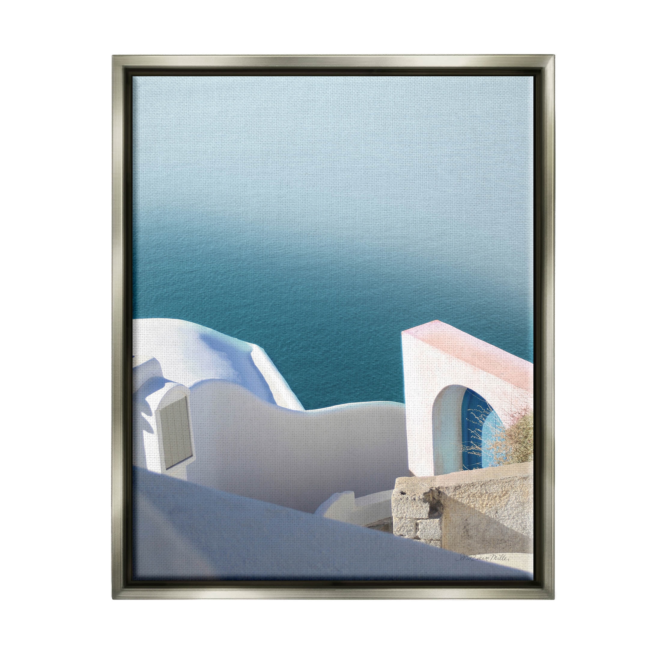 Stupell Industries Picturesque Santorini Coastal Building Photograph Luster Gray Floating Framed Canvas Print Wall Art, Design by Sara Zieve Miller