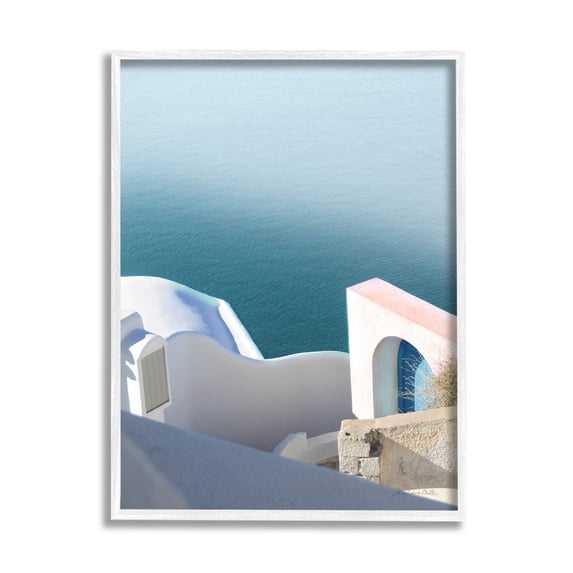 Stupell Industries Picturesque Santorini Coastal Building Photograph White Framed Art Print Wall Art, Design by Sara Zieve Miller