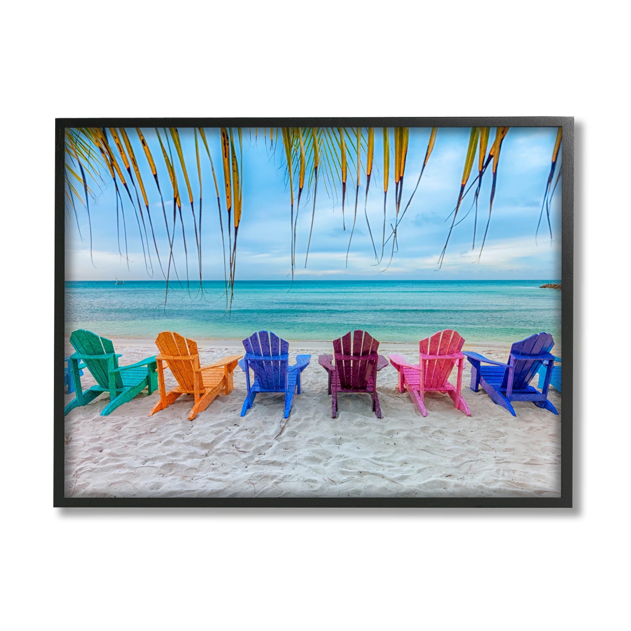 Stupell Industries Picturesque Tropical Summer Beach Photograph Black Framed Art Print Wall Art, Design by Mary Lou Photography