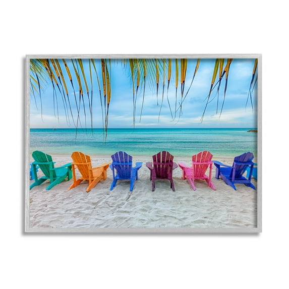 Stupell Industries Picturesque Tropical Summer Beach Photograph Gray Framed Art Print Wall Art, Design by Mary Lou Photography