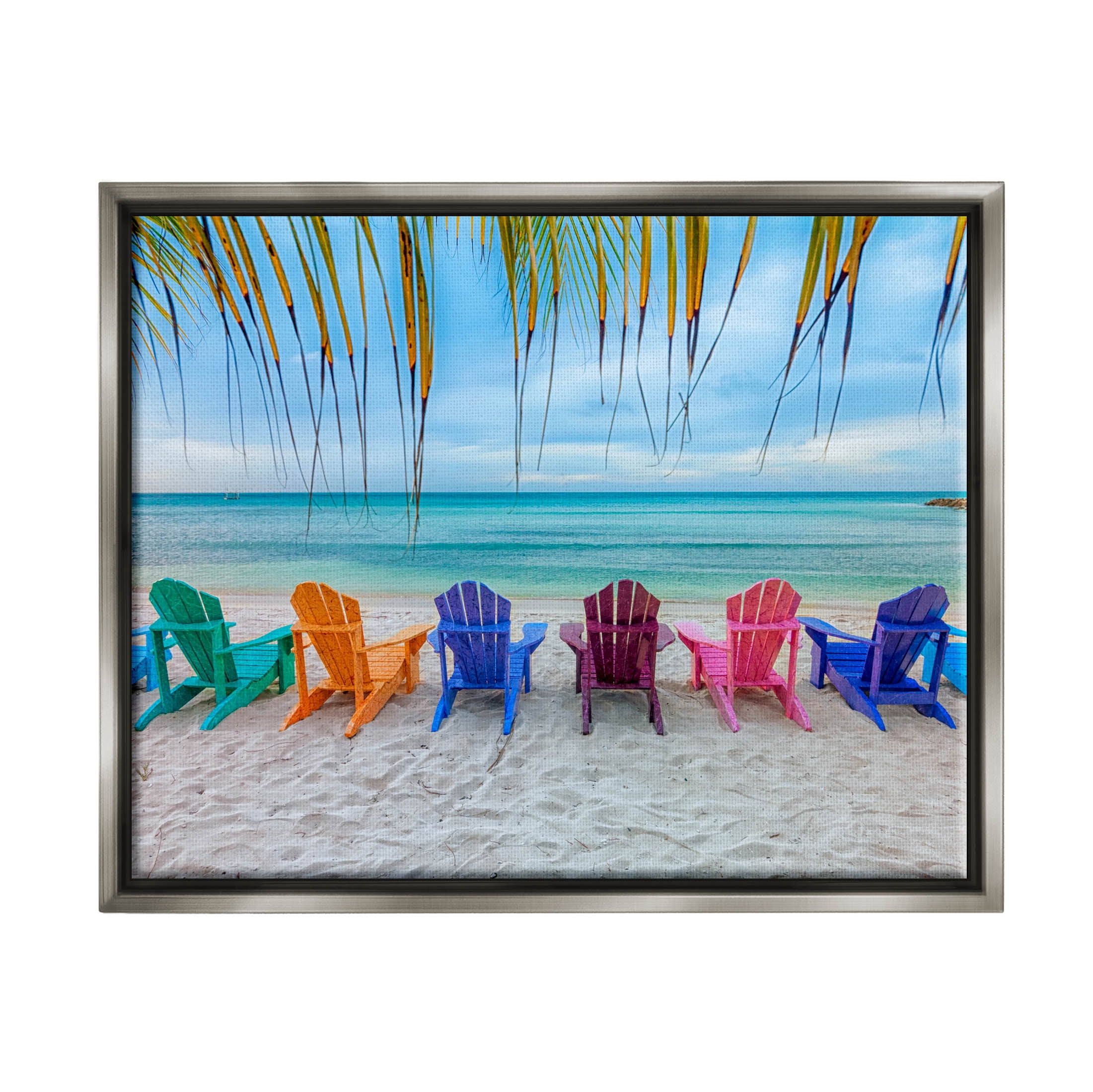 Stupell Industries Picturesque Tropical Summer Beach Photograph Luster Gray Floating Framed Canvas Print Wall Art, Design by Mary Lou Photography
