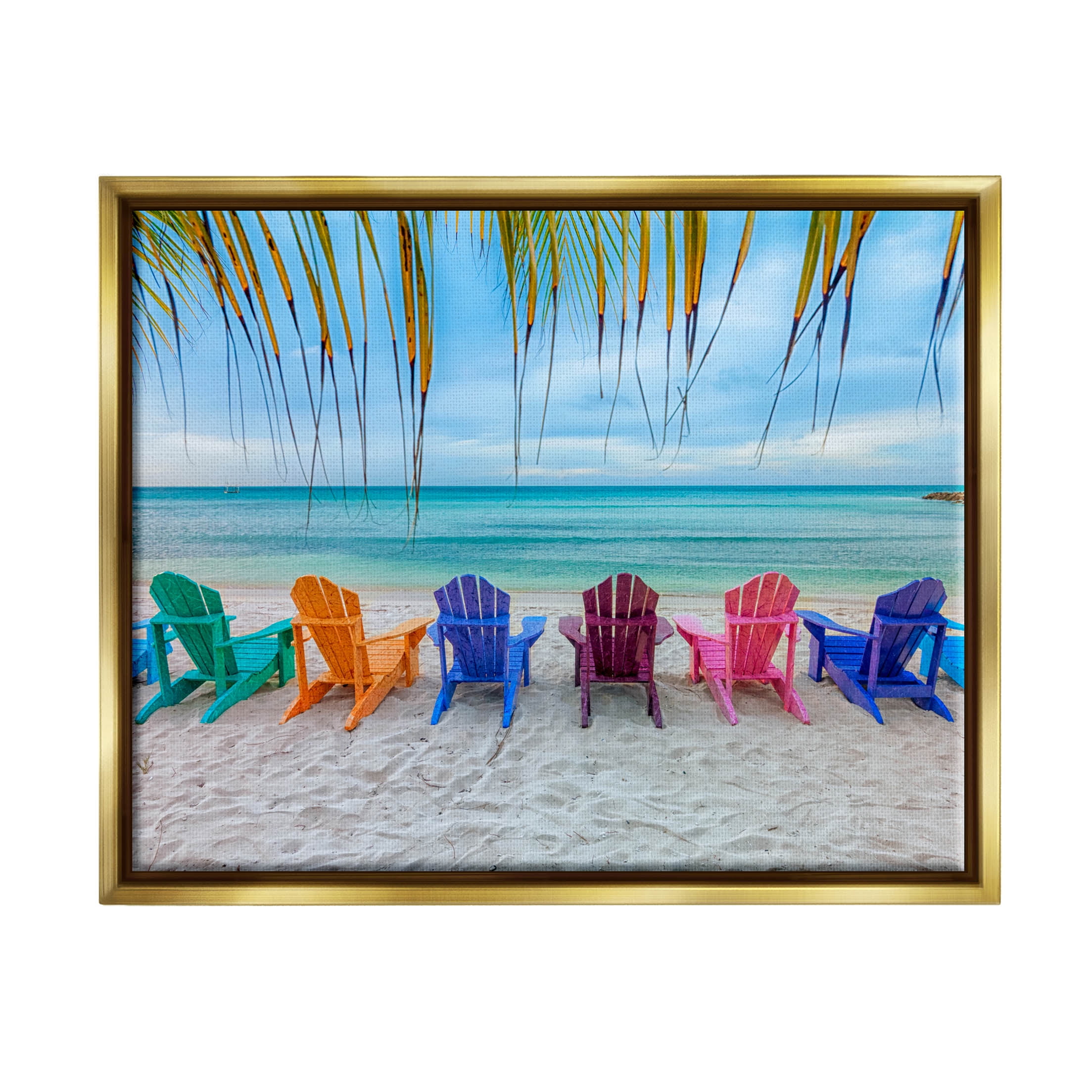 Stupell Industries Picturesque Tropical Summer Beach Photograph Metallic Gold Floating Framed Canvas Print Wall Art, Design by Mary Lou Photography