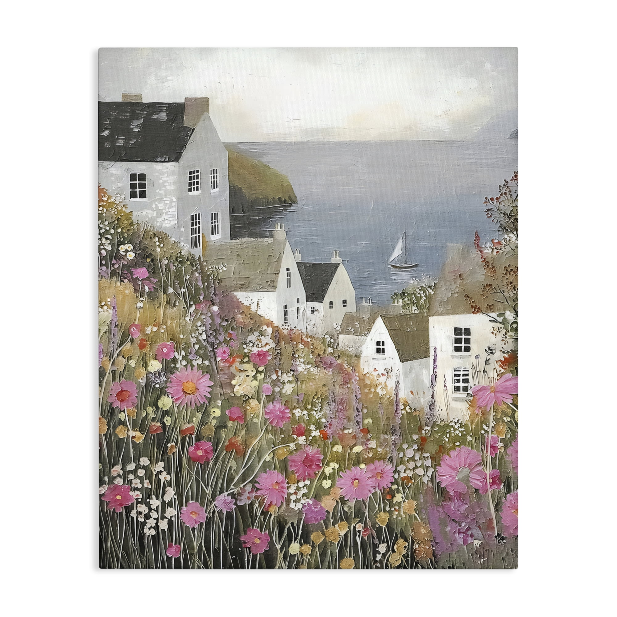 Stupell Industries Picturesque Village over Sea Canvas Wall Art, design by Riley B