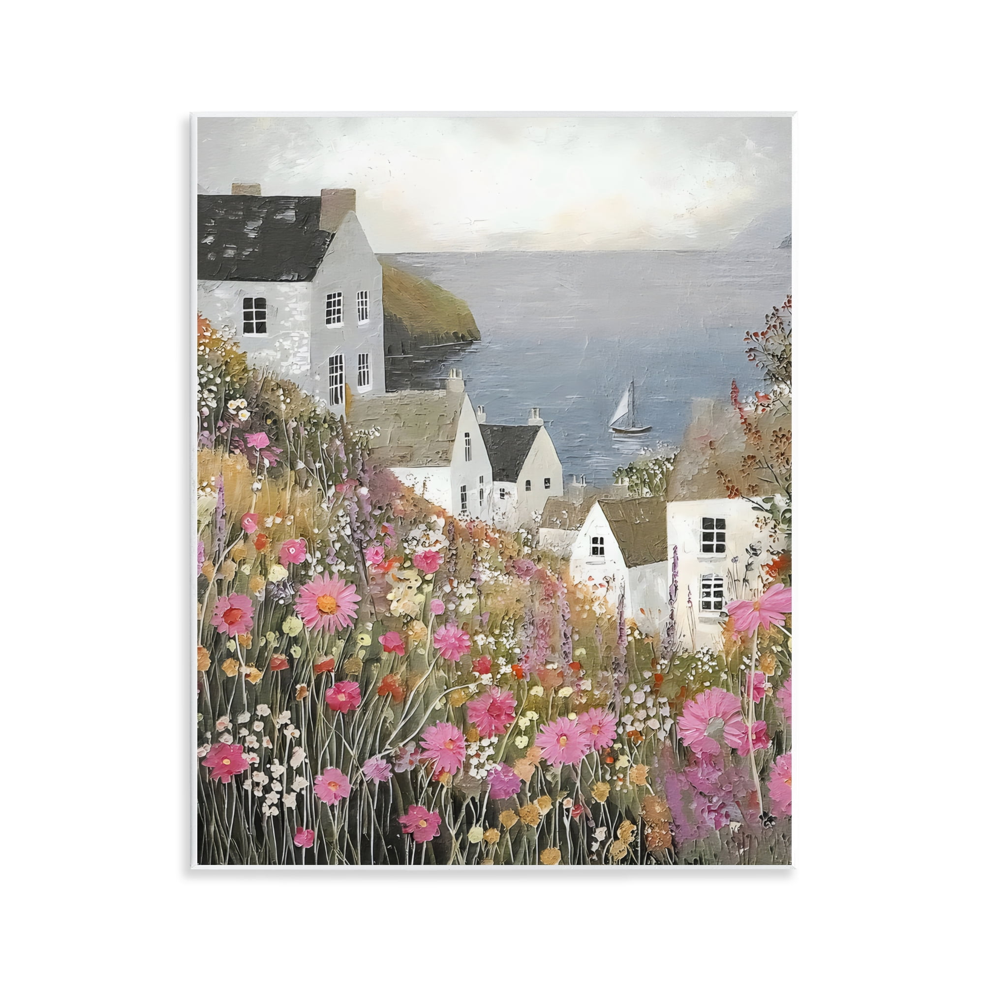 Stupell Industries Picturesque Village over Sea Wall Plaque Art, design by Riley B