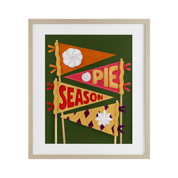 Stupell Industries Pie Season Pennants Birch Framed Print Under Glass design by Jilly Jack Designs, 16 x 13