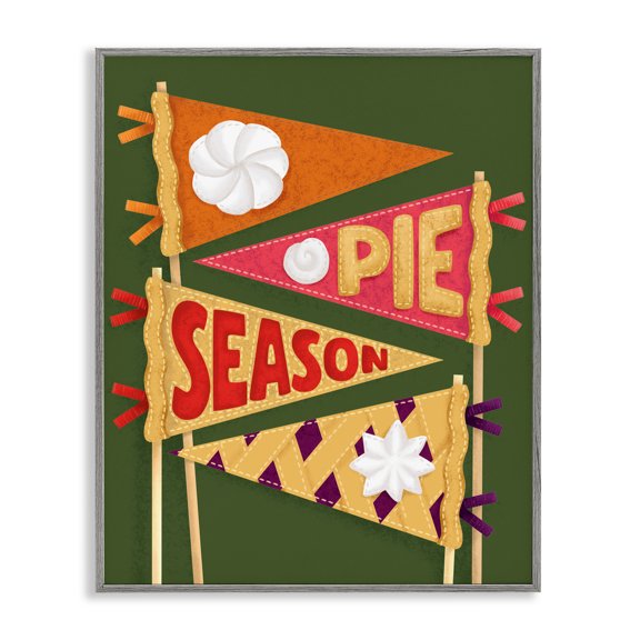 Stupell Industries Pie Season Pennants Gray Framed Giclee Art design by Jilly Jack Designs, 20 x 16