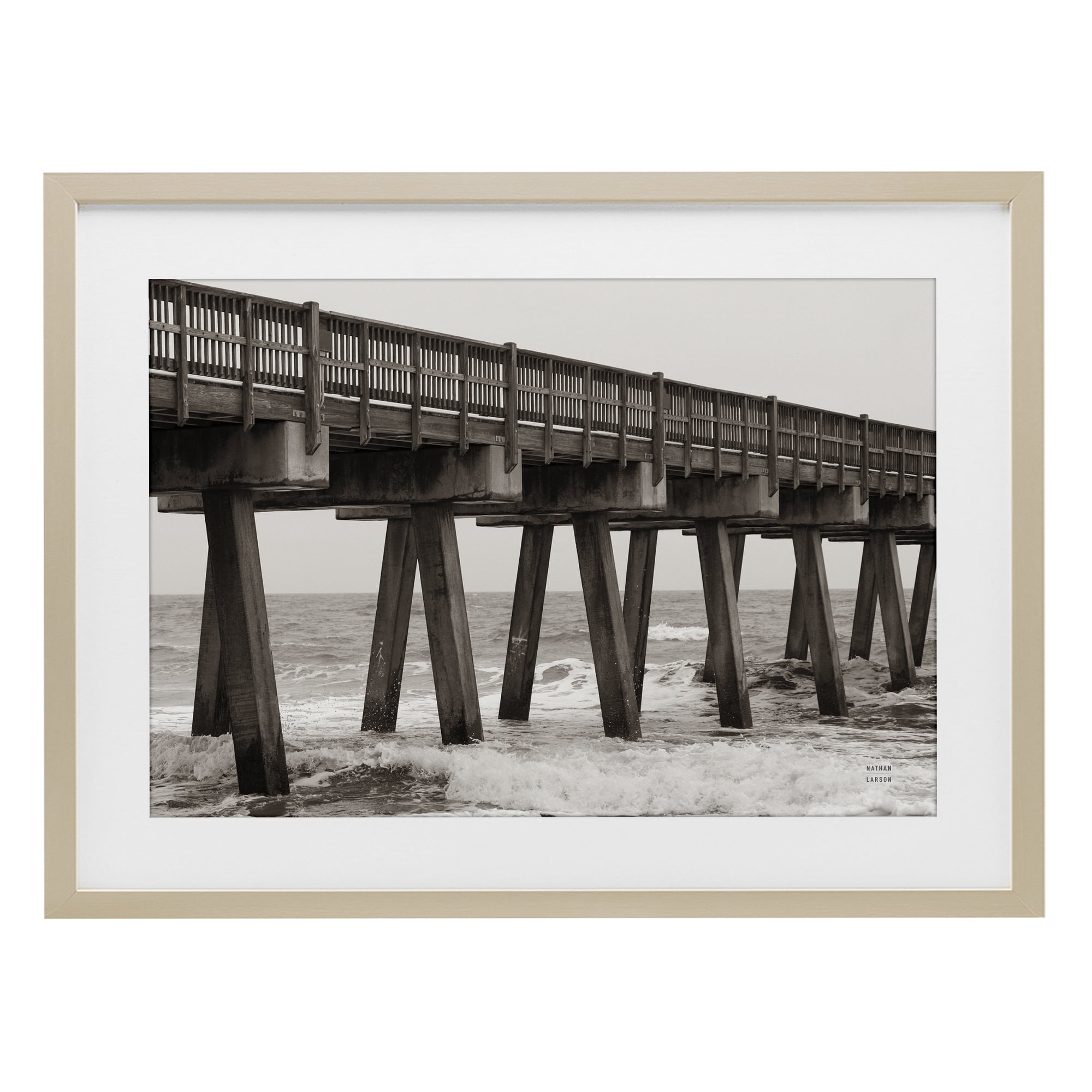 Stupell Industries Pier Angles Structure Birch Framed Print Under Glass, design by Nathan Larson