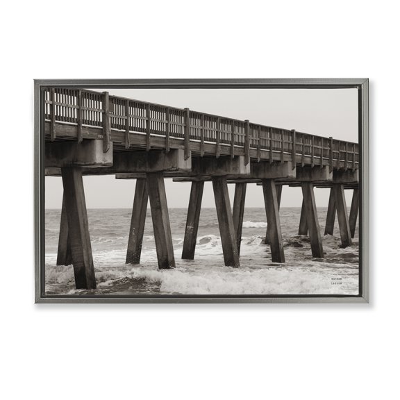 Stupell Industries Pier Angles Structure Gray Framed Floater Canvas Wall Art, design by Nathan Larson