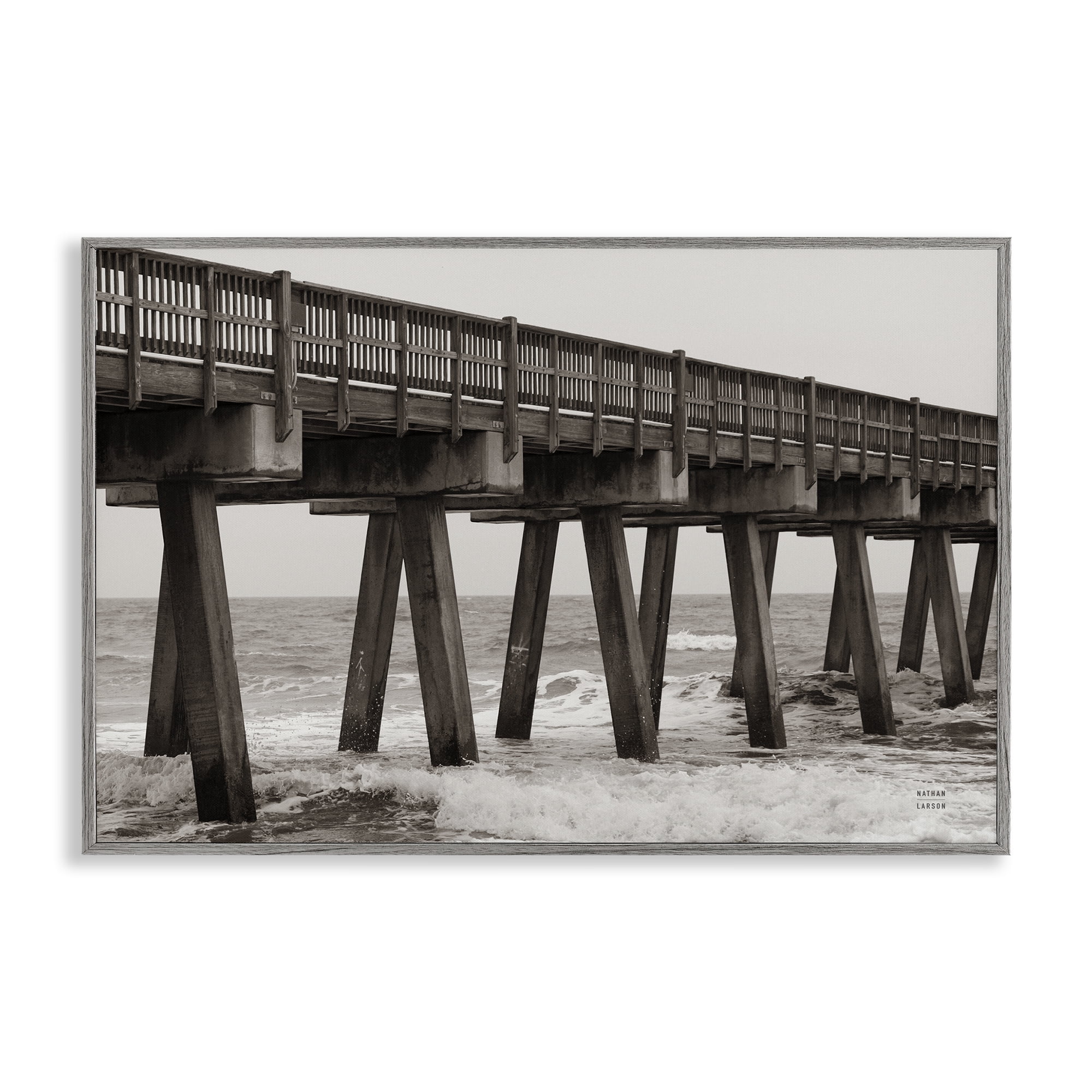 Stupell Industries Pier Angles Structure Gray Framed Giclee Art, design by Nathan Larson