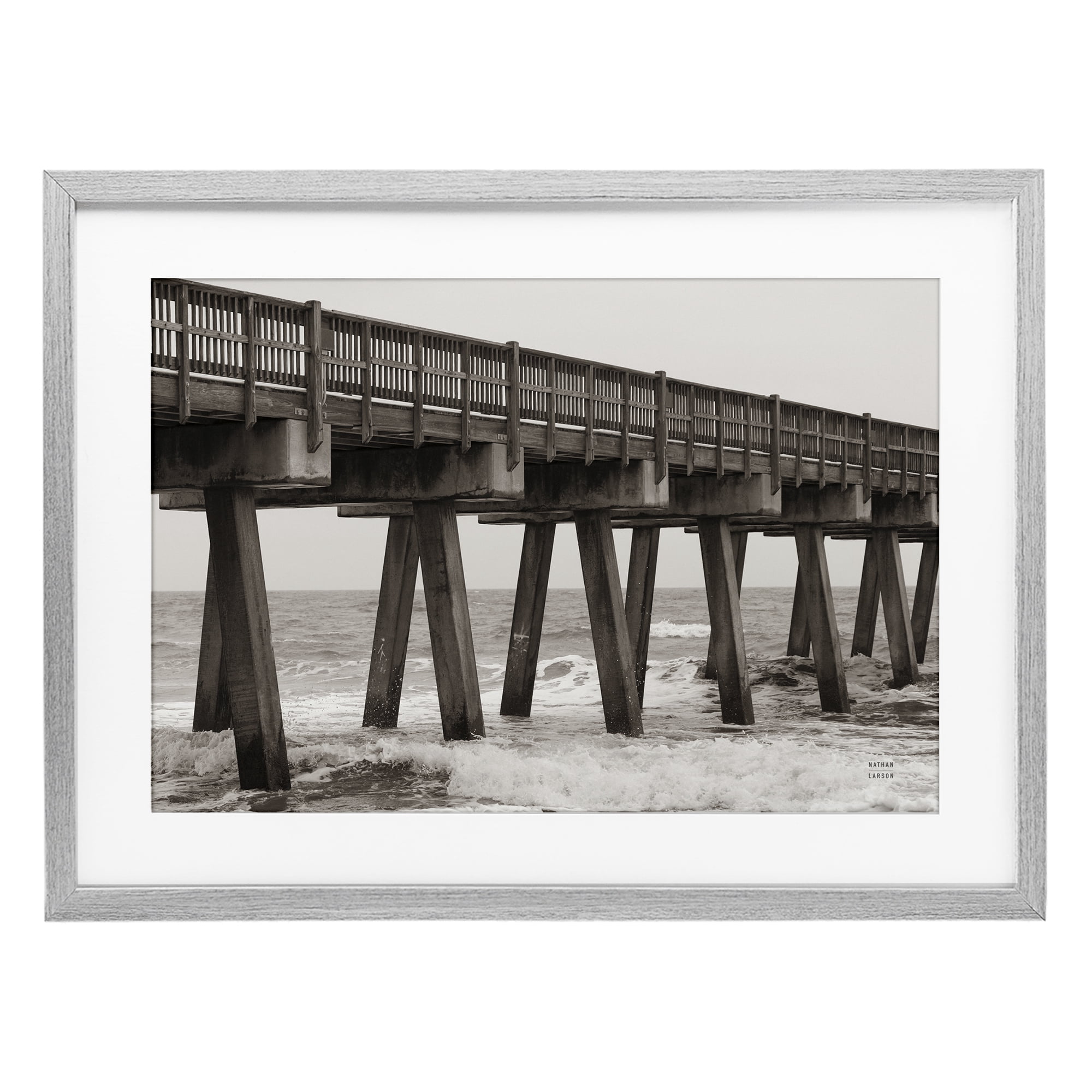 Stupell Industries Pier Angles Structure Gray Framed Print Under Glass, design by Nathan Larson
