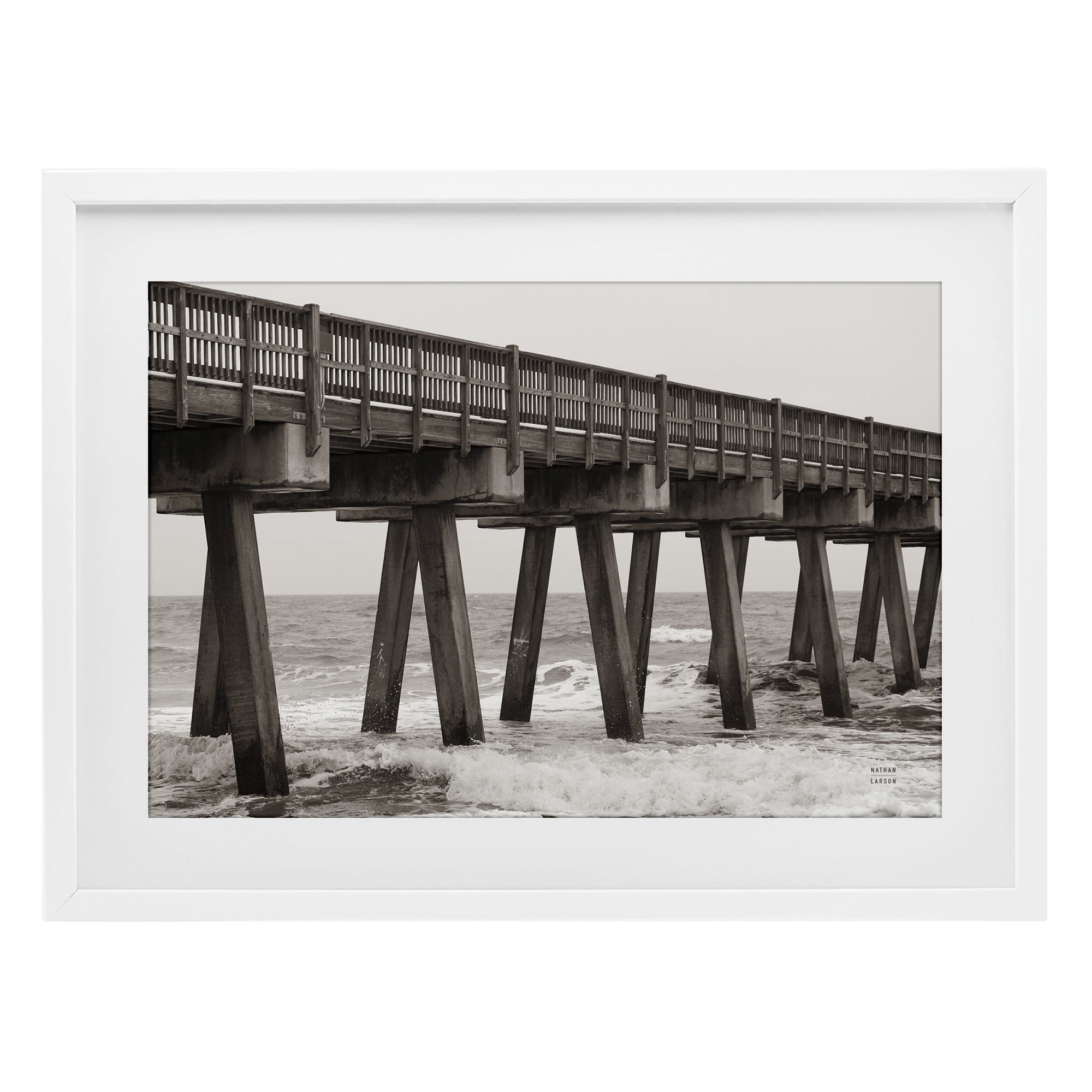 Stupell Industries Pier Angles Structure White Framed Print Under Glass, design by Nathan Larson