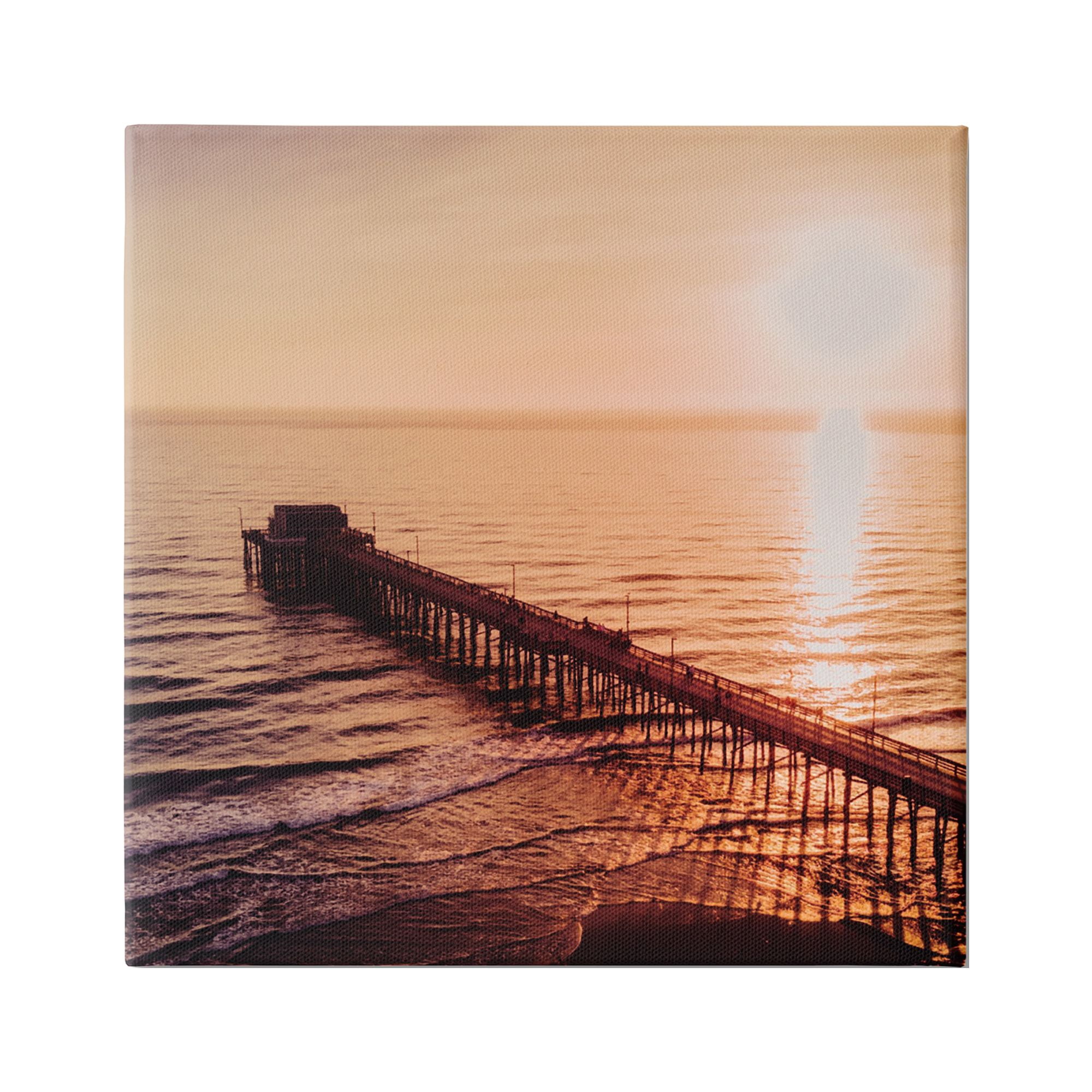Stupell Industries Pier Bridge at Sunset Landscape Photography Gallery Wrapped Canvas Art Print Wall Art, 17 x 17