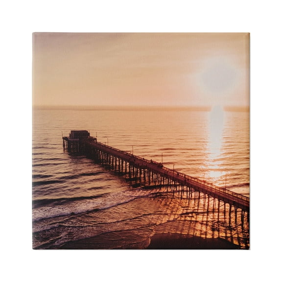 Stupell Industries Pier Bridge at Sunset Landscape Photography Gallery Wrapped Canvas Art Print Wall Art, 30 x 30