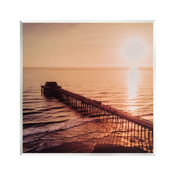 Stupell Industries Pier Bridge at Sunset Landscape Photography Unframed Art Print Wall Art, 12 x 12