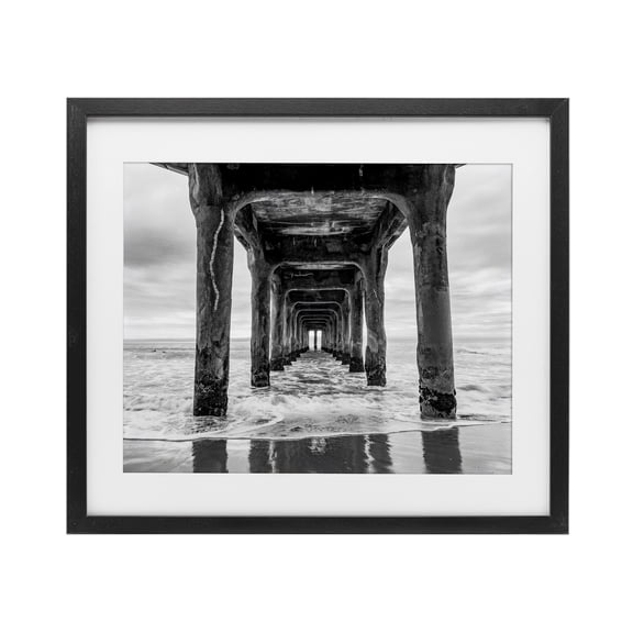 Stupell Industries Pier Structure in Perspective Black Framed Print Under Glass, design by Jeff Poe Photography