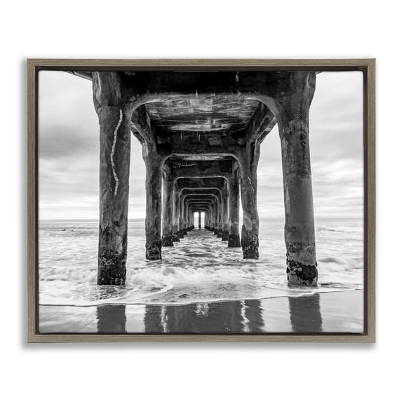 Stupell Industries Pier Structure in Perspective Brown Framed Floater Canvas Wall Art, design by Jeff Poe Photography